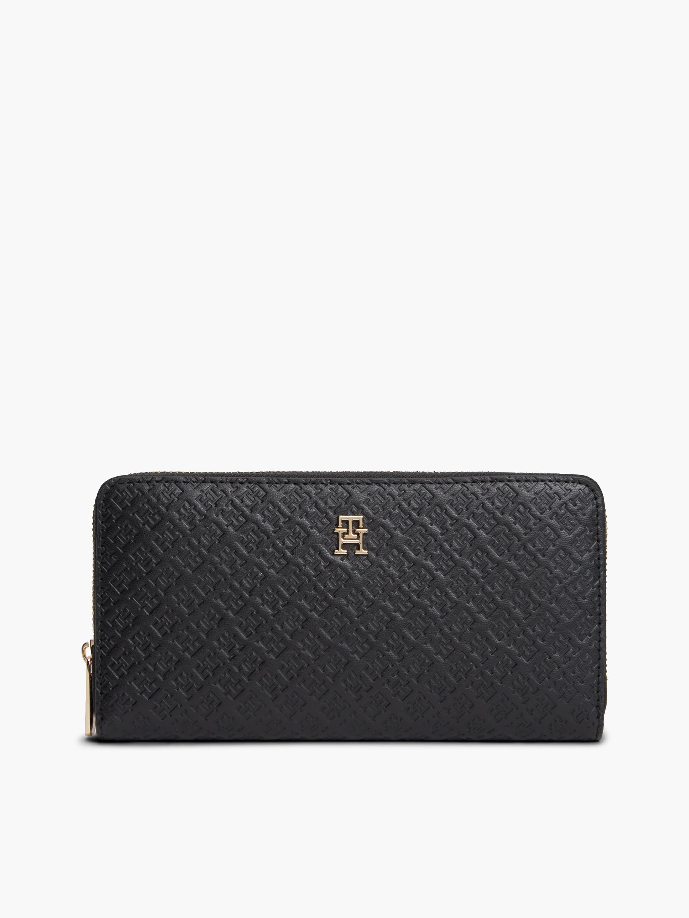محفظة بسحاب كامل مزخرفة بنقش شعار Hilfiger Icon بارز